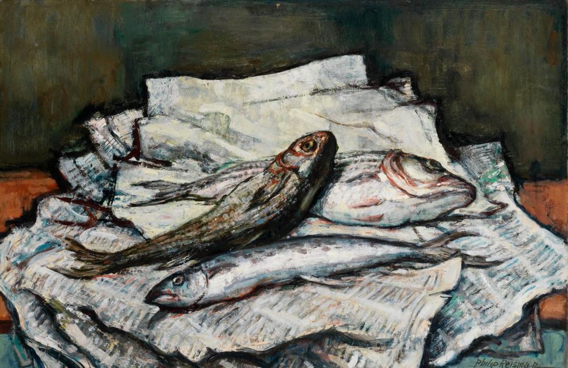 PHILIP REISMAN (1904-1992) - Fish on newspaper Signed ‘Philip Reisman’(lower [...]