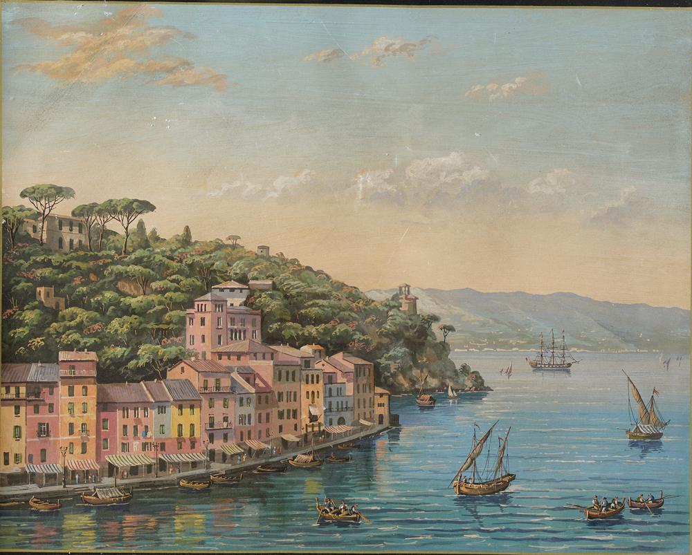 UNKNOWN ARTIST, LATE 19TH - EARLY 20TH CENTURY - View of Portofino Gouache on [...]