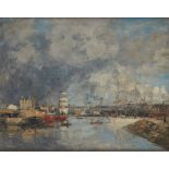 EUGÈNE BOUDIN (HONFLEUR 1824 - DEAUVILLE 1898) - View on the port of Dieppe Oil on [...]