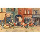 ELIE ANATOLE PAVIL (1873-1948) - Commercial street, Paris Signed (lower right) [...]