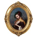 CONTINENTAL SCHOOL, EARLY 19TH CENTURY - Lady with an oboe Oil on copper 38 x 30,5 cm -