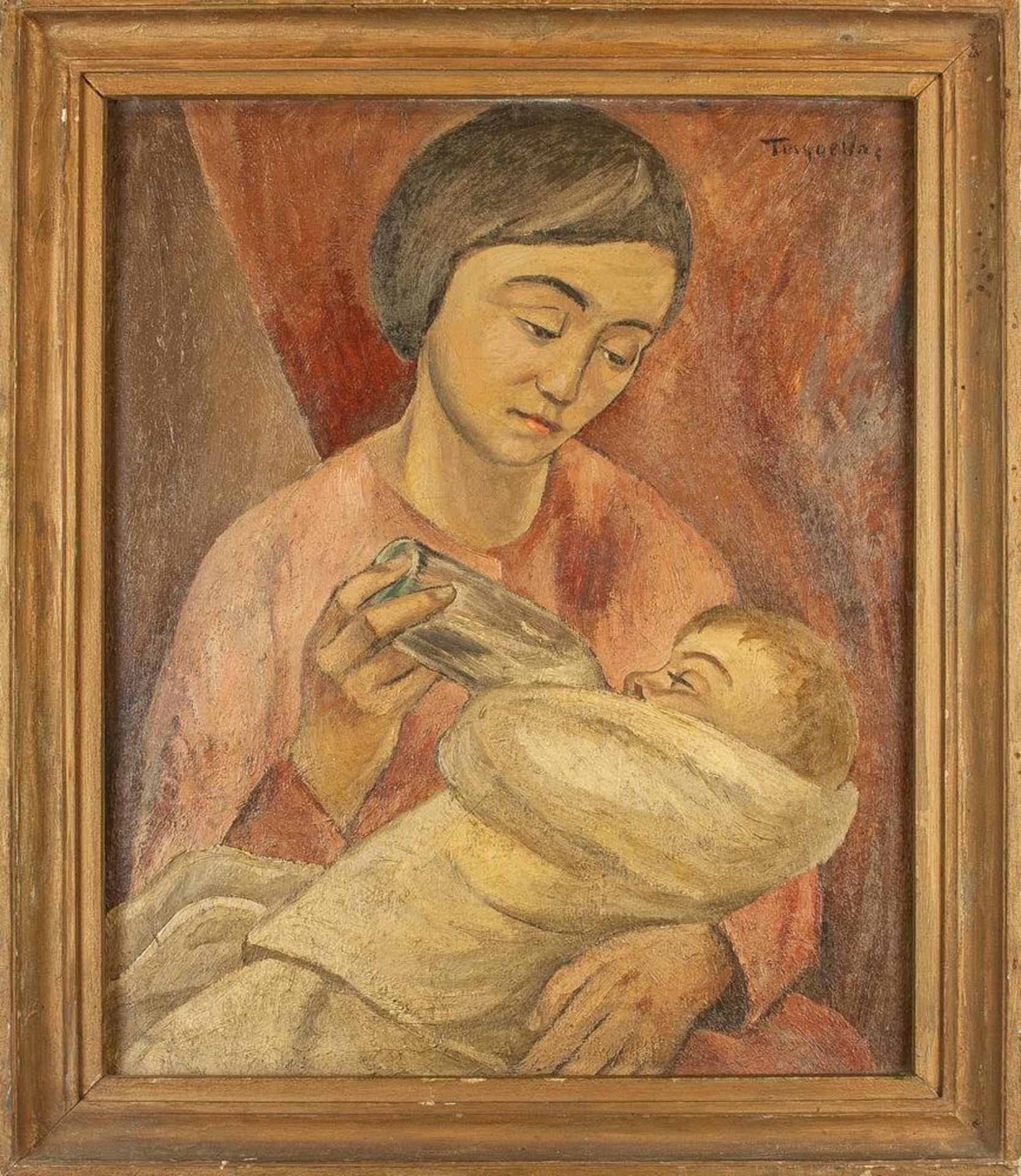 MIGUEL TUSQUELLAS CORBELLA (1884-1969) - Maternité au biberon Titled 'Tusquellas' [...] - Image 2 of 2