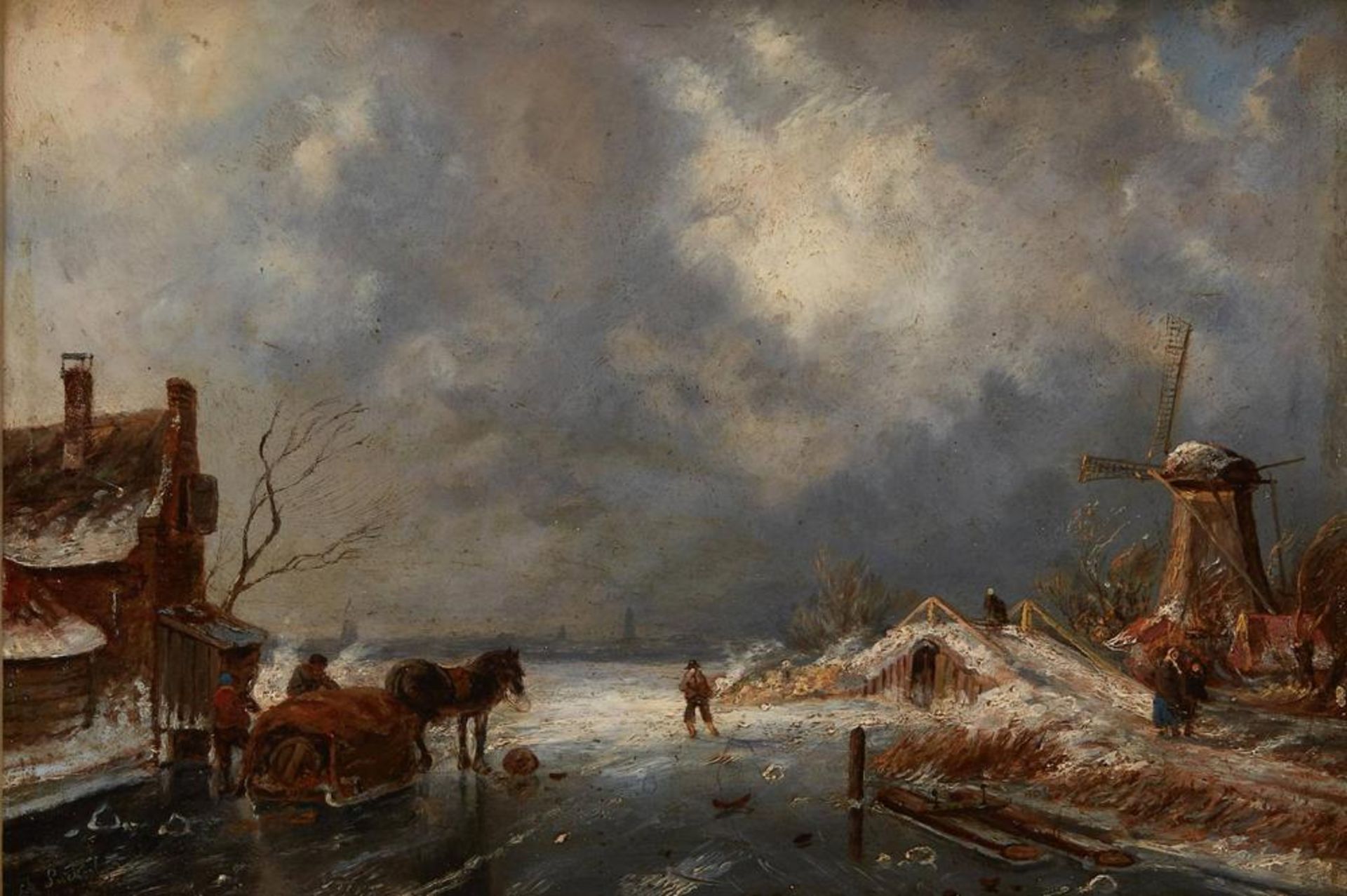 CHARLES HENRI JOSEPH LEICKERT (1816 - 1907) - Ice view with figures and a [...]