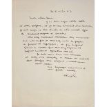 LÉONARD TSUGOUHARU FOUJITA (1886-1968)Autograph letter signed to a friend. N.p., 5 December 1957.