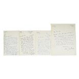 JEAN COCTEAU (1889-1963)4 SIGNED AUTOGRAPH LETTERS to Marie CUTTOLI. Letters evoking his painting
