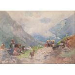 PAOLO SALA (1859-1929) Shepherds, peasants and goats in the mountainssigned ‘Paolo Sala’ (lower
