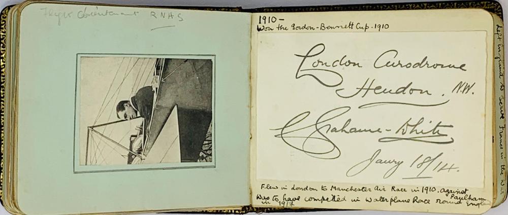 AVIATIONAutograph album signed by a series of pioneering aviators, English cricketers, and other - Image 3 of 9