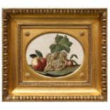 A FINE ROMAN MICRO-MOSAIC PLAQUE DEPICTING AN APPLE, GRAPES AND A PEACHItaly, Rome, 18th century