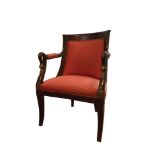 MAHOGANY GONDOLA ARMCHAIR Empire style, 20th centuryGondola armchair in mahogany stained beech