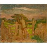 Henryk GOTLIB (1890-1966) Couple at a farm gatesigned ‘Gotlib’ (lower right) oil on canvas painted