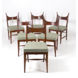 EDWARD WORMLEY (1907 - 1995) Set of six chairs in wood with seat in green fabric91.5 x 46 x 47 cm