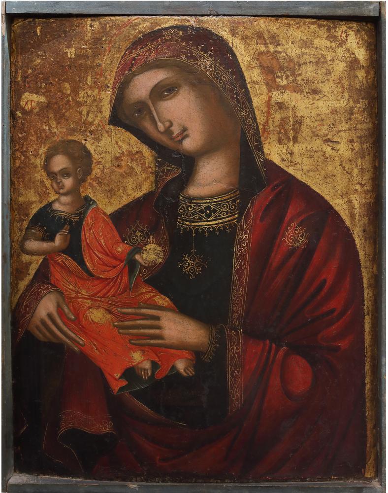 THE VENETIAN-DALMATIAN SCHOOL, 16th CENTURY Madonna and ChildTempera on panel 47 x 37 cm Provenance: