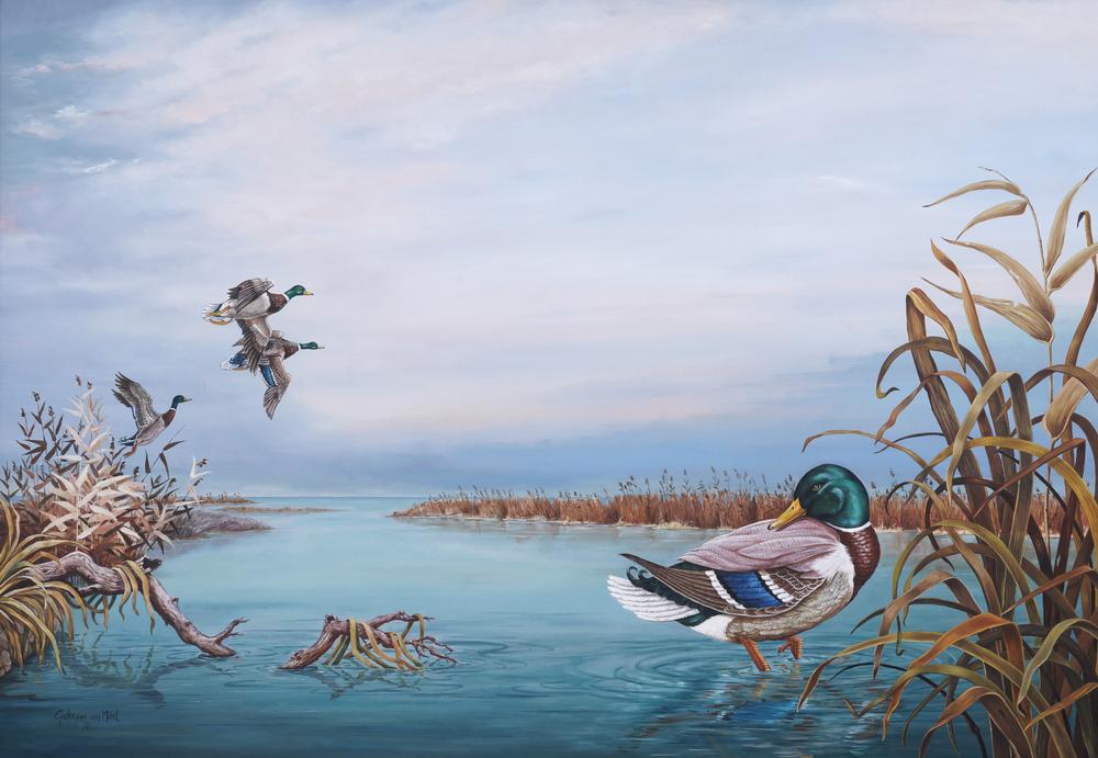 GALEAZZO TONINI VON MÖRL (1922 - 2011) River view with ducksoil on canvas 81 x 116 cm Provenance: