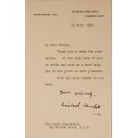 SIR WINSTON CHURCHILL (WINSTON LEONARD SPENCER) (1874-1965)Typed letter signed «Winston S.