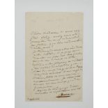 AURORE DUPIN, KNOWN AS GEORGE SAND (1804-1876)Autograph letter signed “Aurore” after sketching a “