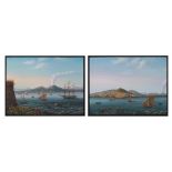 ITALIAN SCHOOL, 20th CENTURY A pair of views of the bay of Naples with the eruption of