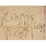 PABLO PICASSO (1881-1973)Autograph signature essays, 7 November 1950. Black pencil on paper