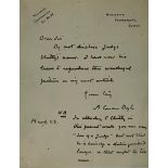 SIR ARTHUR CONAN DOYLE (1859-1930)Autograph letter signed “A Conan Doyle”, to an unidentified