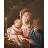 FRANCESCO TREVISANI (1656 - 1746) Madonna reading and sleeping Child Oil on canvas 76 x 69 cm