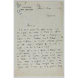 JULES FERRY (1832-1893)Autograph letter signed «Jules Ferry» to a Minister. Saint-Dié [Vosges], 18