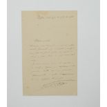 VINCENT D'INDY (1851-1931) Autograph letter signed with musical quote, addressed to an admirer. [