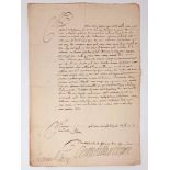 CÉSAR DE BOURBON, DUKE OF VENDÔME (1594-1665)Letter signed to the Duke of Bouillon, Henri de La Tour