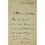 HENRI DE TOULOUSE-LAUTREC (1864-1901)Autograph letter signed “TLautrec” to Monsieur Antoine.