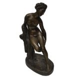 BRONZE SCULPTURE ‘THE BATHER WITH THE SERPENT’ AFTER THE 18TH CENTURY MODEL BY MAURICE ANTOINE