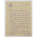 STEFAN ZWEIG (1881-1942)Autograph letter signed, in French, [to Viscount Carnaxide]. Rio de Janeiro,