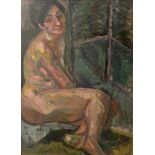 Pinchus Kremegne (1890 - 1981) Seated nudesigned ‘Kremegne’ (lower left) oil on board 82 x 62 cm