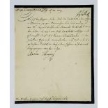 MARIA THERESA OF AUSTRIA (1717-1780)Letter signed «Maria Theresin» to her Controller General of