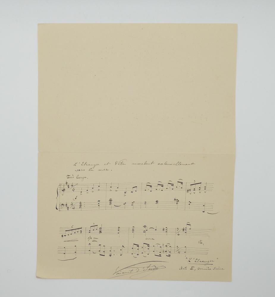 VINCENT D'INDY (1851-1931) Autograph letter signed with musical quote, addressed to an admirer. [ - Image 2 of 2
