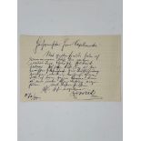 ANTONÍN DVOŘÁK (1841-1904)Signed letter «Dvořák» to a Kapellmeister, in German. 13 November 1897,