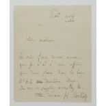 HECTOR BERLIOZ (1803-1869)Autograph letter signed “H. Berlioz”, in French, to a lady. Paris, “