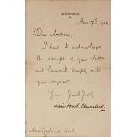 SIR WINSTON CHURCHILL (WINSTON LEONARD SPENCER) (1874-1965)Signed letter "Winston S. Churchill". (