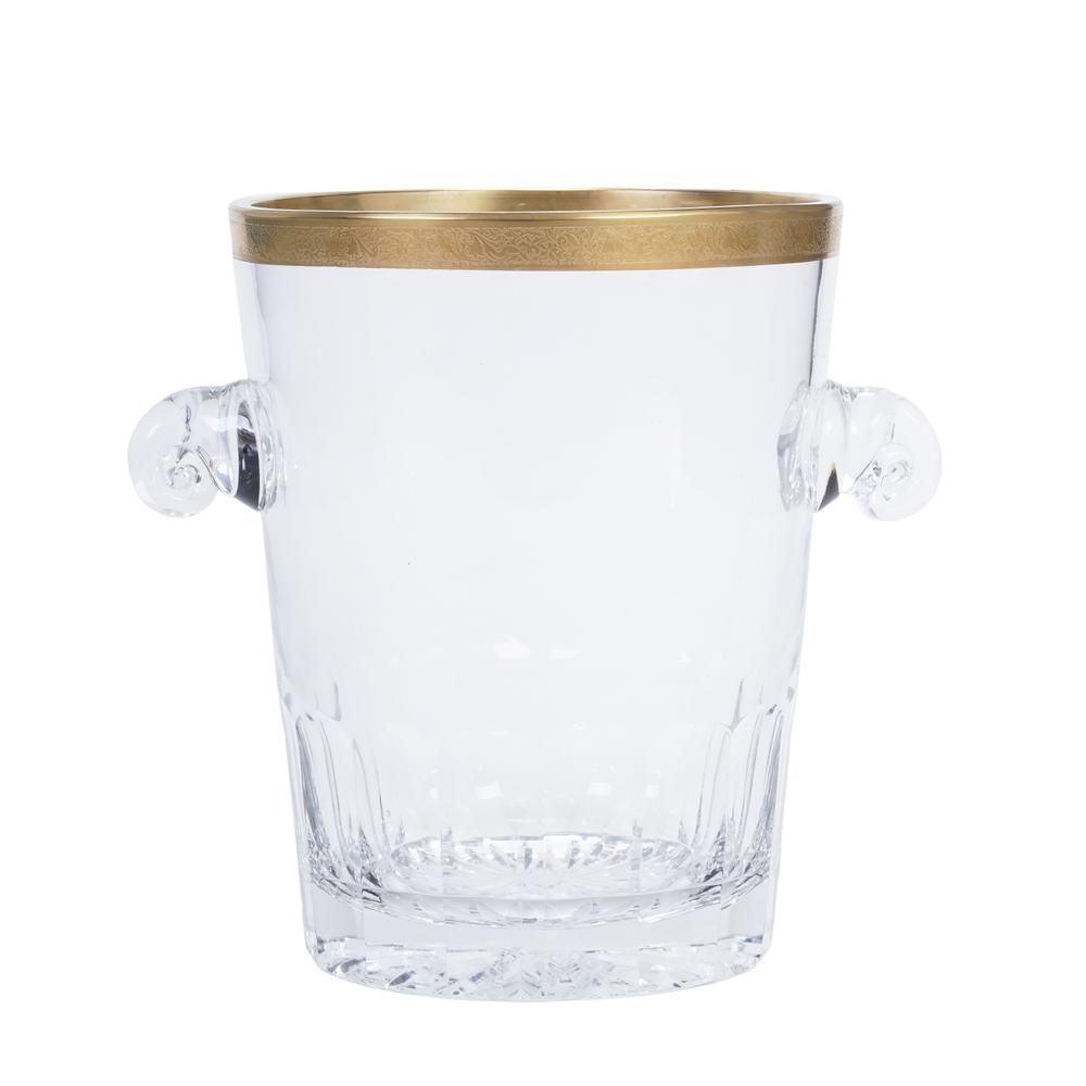 CRYSTAL CHAMPAGNE BUCKETCrystal de Paris Solid crystal base, embossed gold trim decorated with