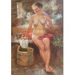 Vitaliy Alekseevich Baranenko (1965) Nude in a Banya oil on canvas 100 x 70 cm Painted in 2001