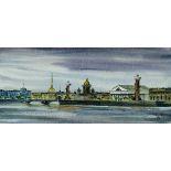 UNKNOWN ARTIST Neva, Saint Petersburg watercolor on paper 15.5 x 29.5 cm