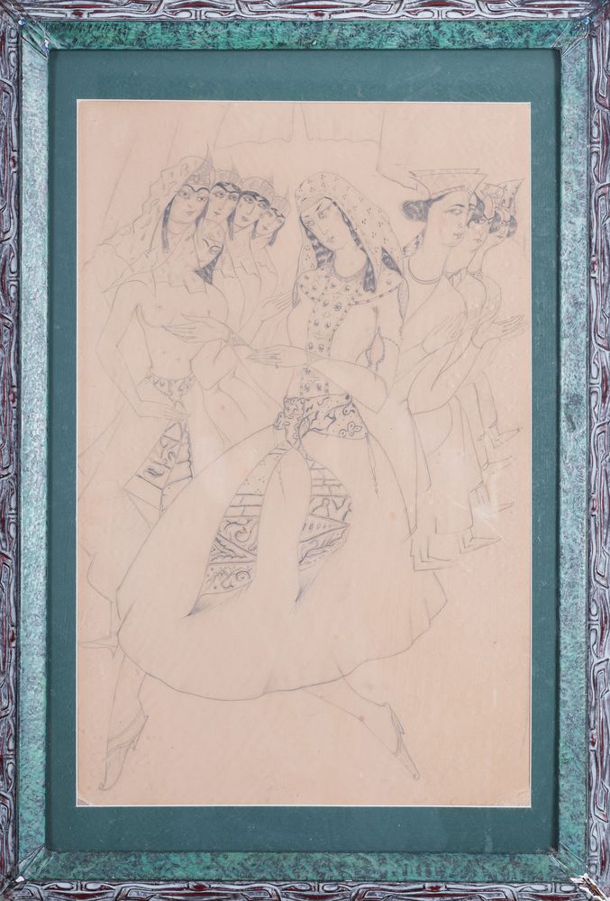 Lado Gudiashvili (1896-1980) Georgian dancers signed, inscribed ‘Gudiashvili Paris’ (lower right) - Image 2 of 3