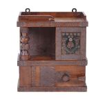 Cabinet - first aid kit with a column, decorated with relief carvings in the form of plant