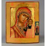 AN ICON « THE KAZANSKAYA MOTHER OF GOD» WITH SAINT TATIANA Yaroslavl, mid-19th century Wood,