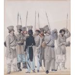 UNKNOWN GERMAN (?) ARTIST Russian volunteer corps during the Napoleonic Wars watercolor on paper