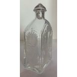 CARVED GLASS vodka bottle with a double-headed eagle under the imperial crown Presumably Russia,