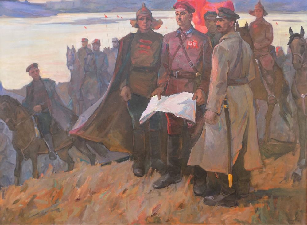 Martemyan Vasilevich Kazarbin (1938-2000) Grigory Kotovsky oil on canvas 139 x 189 cm painted in