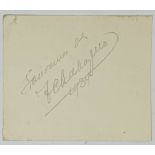 CHALIAPIN FYODOR (1873-1938) Handwritten autograph in French: «Souvenir de F Chaliapine». B. M.,