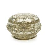 SILVER OVAL SUGAR BOWL WITH LID WITH ROCAILLE MOTIFS. Unidentified master, Russia, circa 1780 (