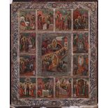 AN ICON ‘THE RESURRECTION - DESCENT INTO HADES WITH FEASTS’ Vladimir area, end of 19th century Wood,