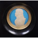A portrait miniature with a profile of the Emperor Alexander I in uniform Cream paper; embossed,