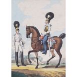 LEV ALEXANDROVICH BELOUSOV (1806-1854) Officers of the Cavalry Regiment lithograph, painted with
