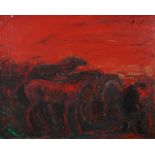 ANATOLY SLEPISHEV (1932-2016) Red horses signed in cyrillic ‘? ????????‘ (upper right), signed again
